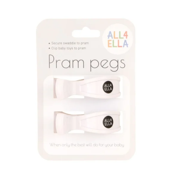 All4Ella Pram Peg 2pk - White