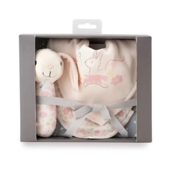 Little Linen Rattle & Bib Set - Ballerina Bunny