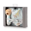 Little Linen Rattle & Bib Set - Safari Bear