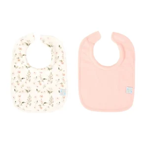 All4Ella Roll Neck Bib 2pk - Pink Flower