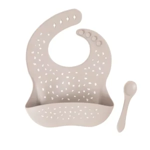 All4Ella Silicone Bib with spoon - Stone