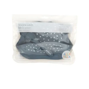 All4Ella Silicone Bib with Spoon - Slate Blue