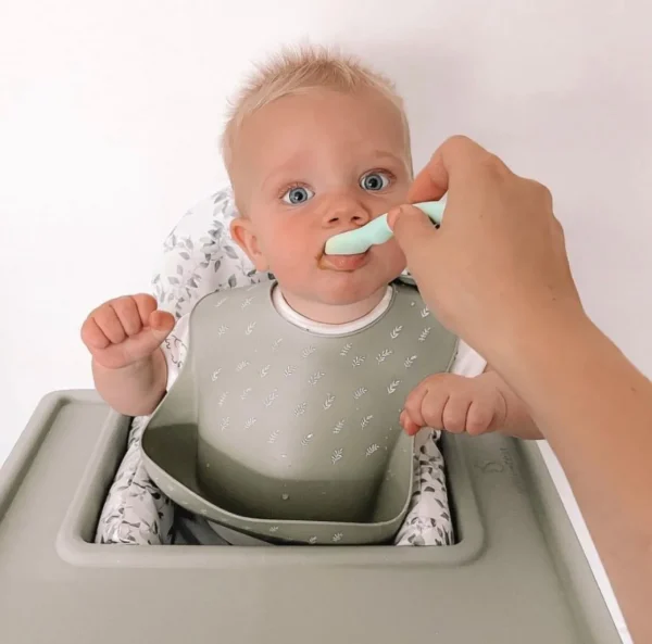 All4Ella Silicone Bib with spoon - Olive