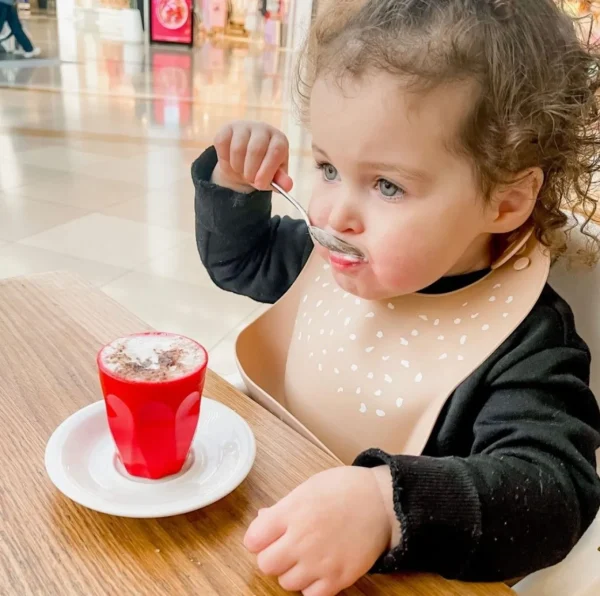 All4Ella Silicone Bib with spoon - Stone