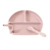 All4Ella Silicone Plate with Straw & Spoon - Dusty Pink