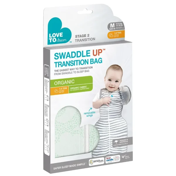 Love To Dream Swaddle Up™ Transition Bag Organic 1.0 TOG - Mint Celestial