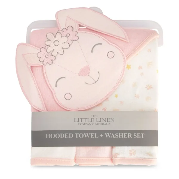 Little Linen The Company Hooded Towel & Washers - Ballerina Bunny