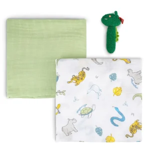 Little Linen Weegoamigo Baby Muslin & Crochet Set - Painted Jungle