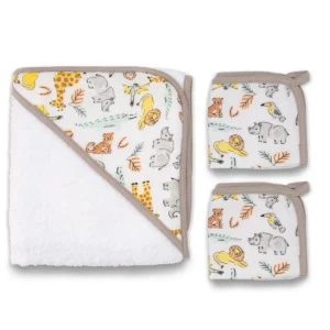 Little Linen Weegoamigo Hooded Towel + Washers Ernie Elephant