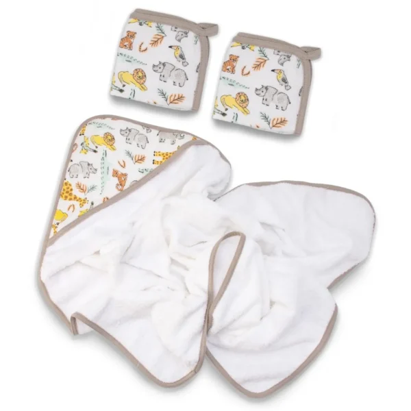 Little Linen Weegoamigo Hooded Towel + Washers Ernie Elephant