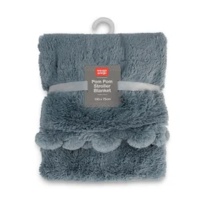 Little Linen Weegoamigo Plush Pom Pom Blanket - Midnight