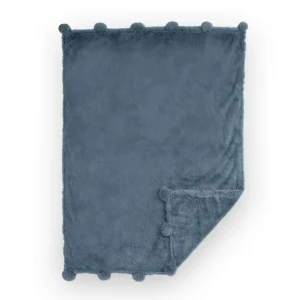 Little Linen Weegoamigo Plush Pom Pom Blanket - Midnight